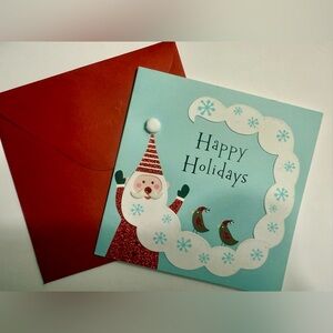 Papyrus Happy Holidays Christmas Card + Envelope with Glitter Santa NEW
